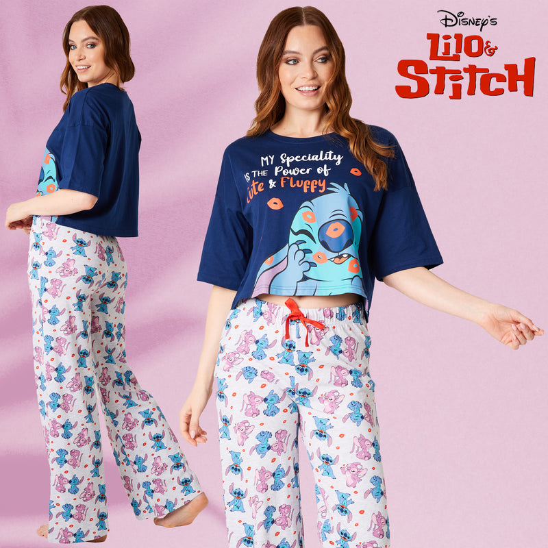 Disney Stitch Womens Pyjamas Set - Stitch Nightwear for Womens - Navy Stitch - Get Trend