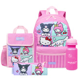 Hello Kitty Sanrio Backpack Set 4 Pcs Girls Water Bottle Pencil Case Insulated Lunch Bag