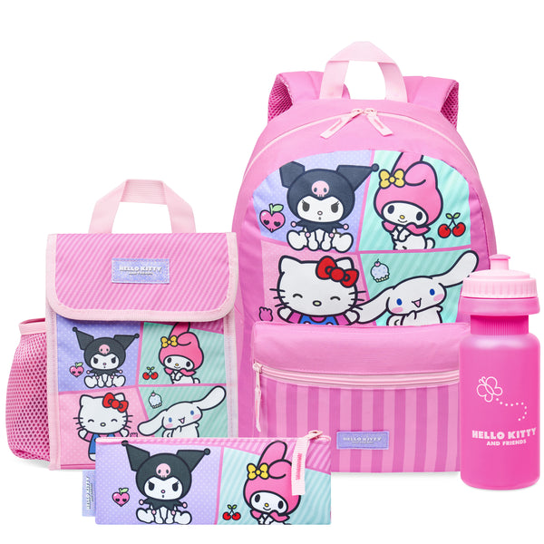 Hello Kitty Sanrio Backpack Set 4 Pcs Girls Water Bottle Pencil Case I – Get Trend