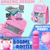 Hello Kitty Sanrio Backpack Set 4 Pcs Girls Water Bottle Pencil Case Insulated Lunch Bag