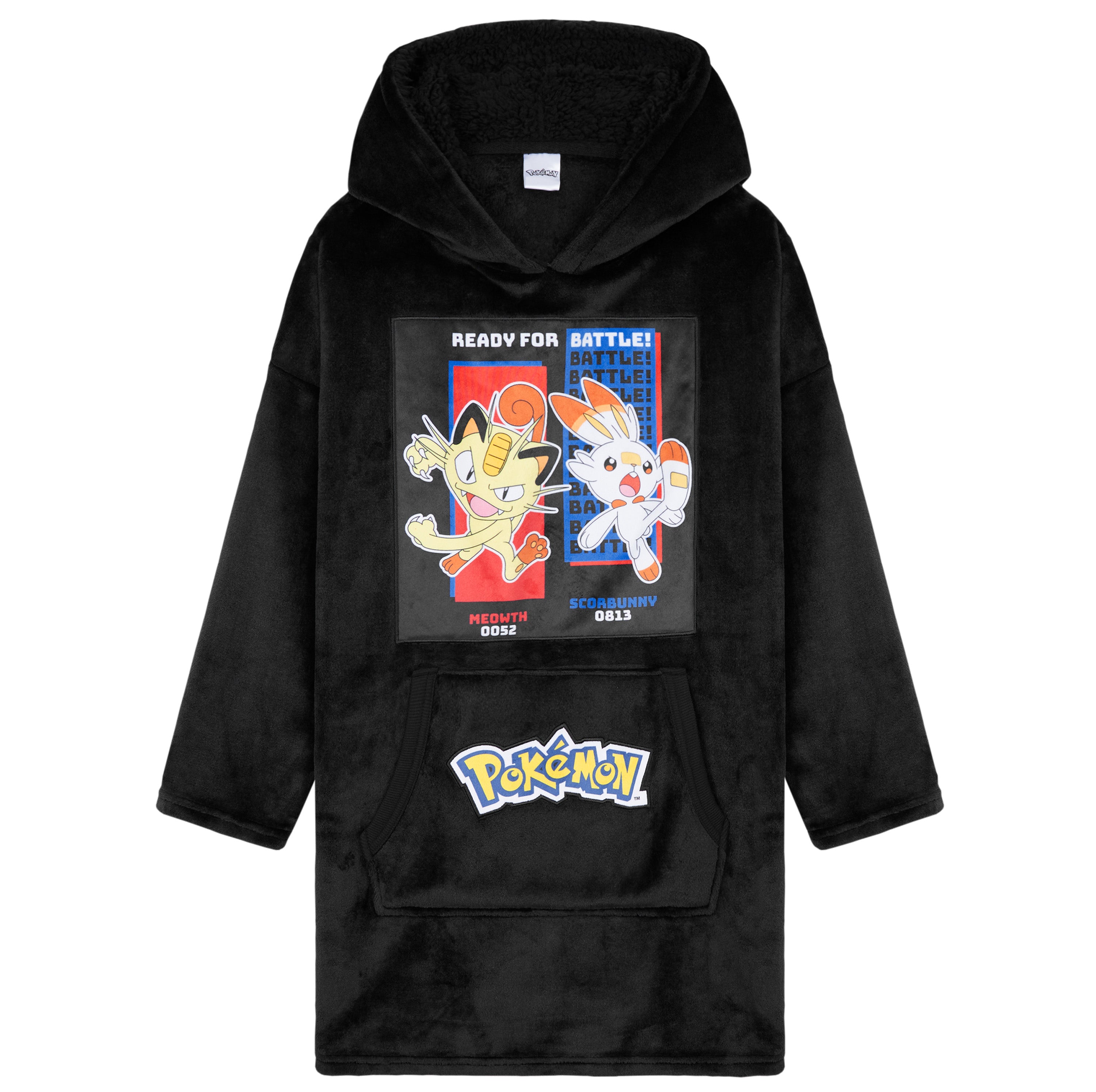 Pokemon Hoodie for Boys Teenagers - Black Meowth/Scorbunny - Get Trend