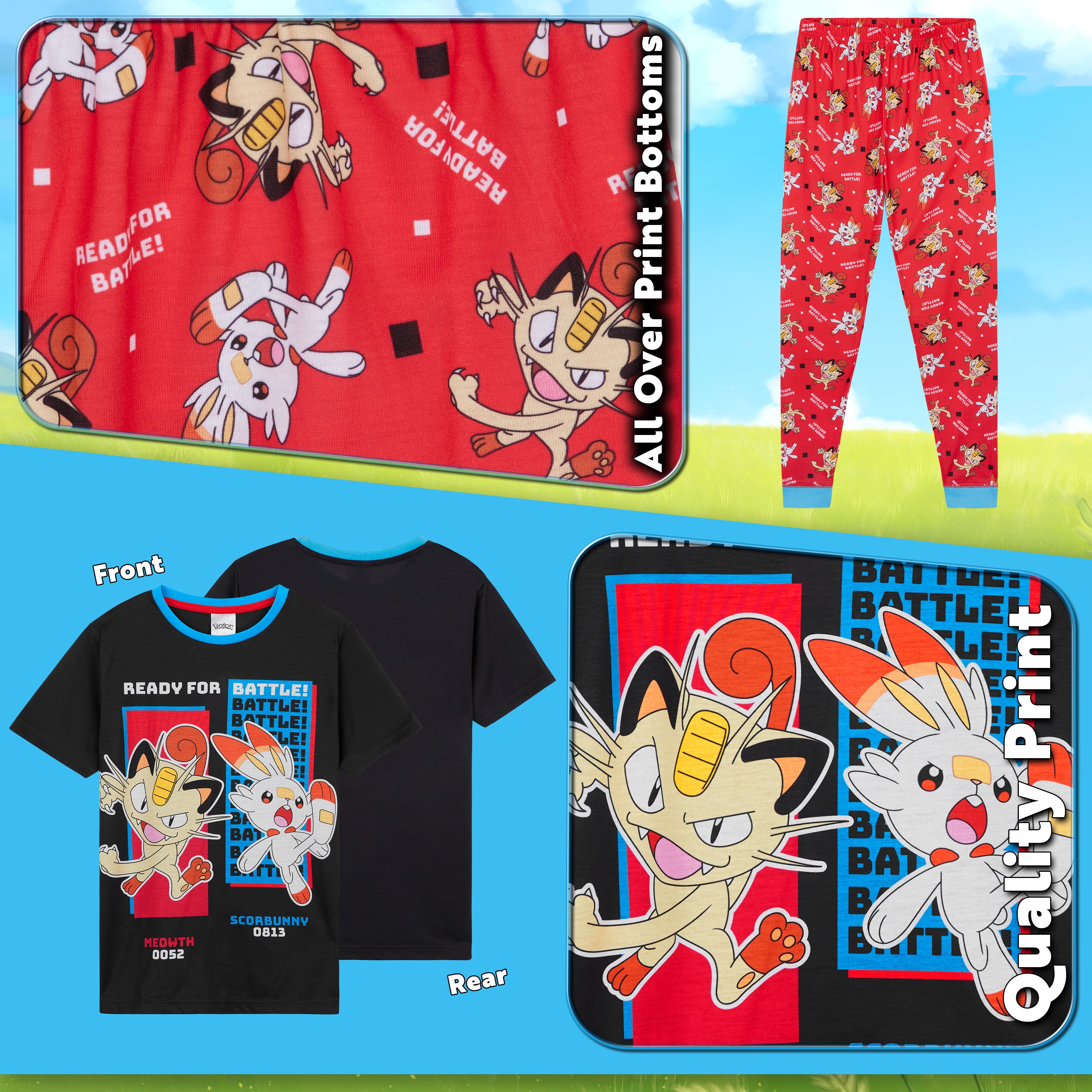 Pokemon Boys Pyjamas Set - Lounge Wear T-Shirt and Long Bottoms Set - Get Trend