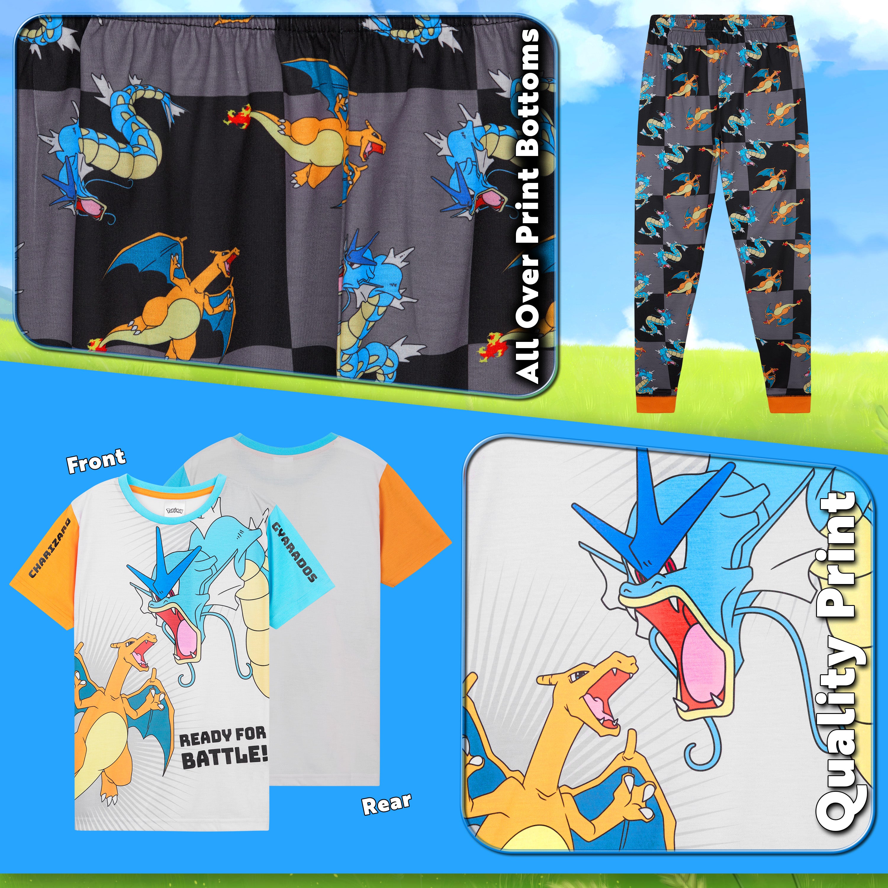 Pokemon Boys Pyjamas Set - Lounge Wear T-Shirt and Long Bottoms Teenagers Kids PJs - Get Trend