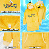 Pokemon Boys Oversized Fleece Hoodie with Sherpa-Lined Hood - Anime Gifts