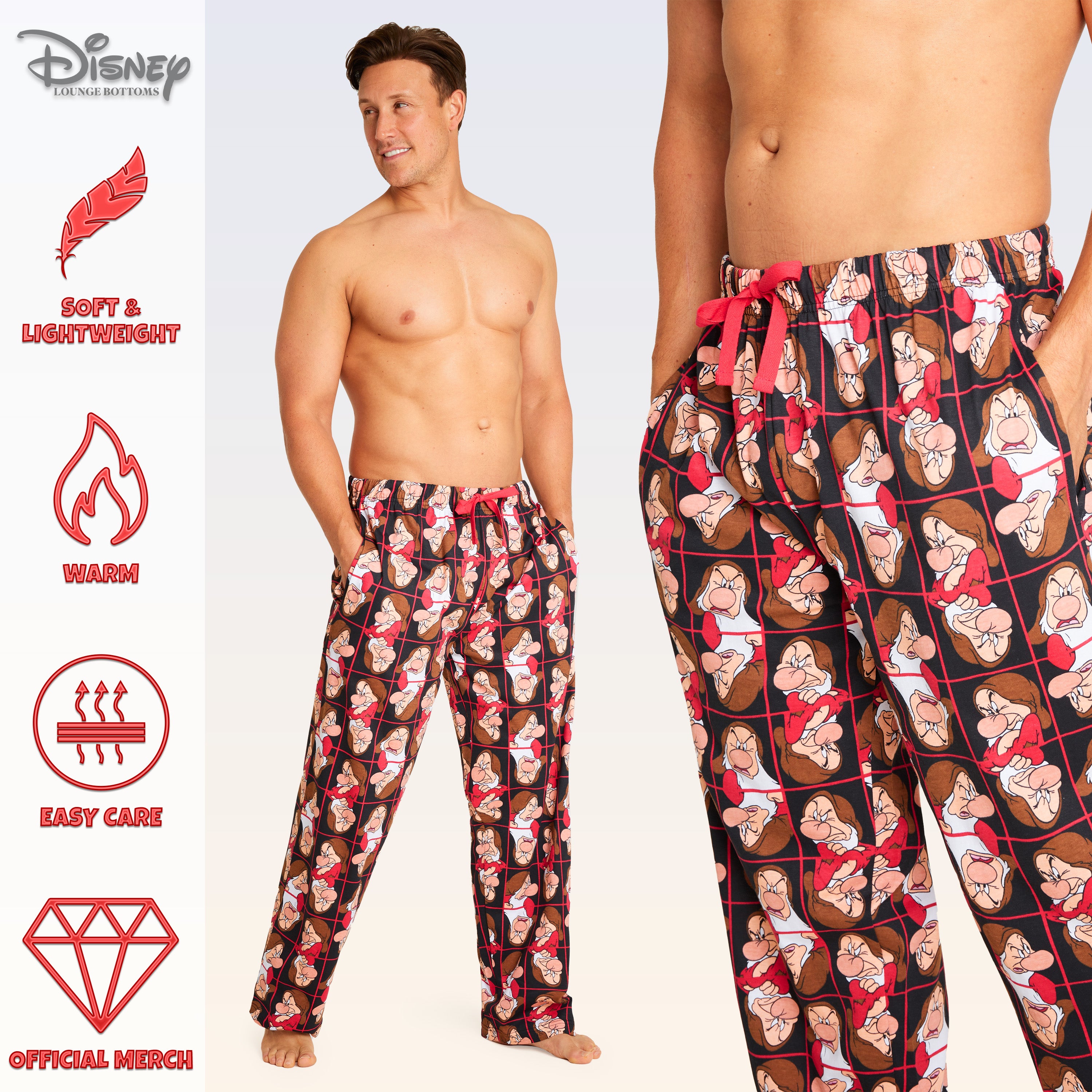 Disney Mens Pyjama Bottoms - GRUMPY AOP Mens Pyjama Bottoms - Get Trend