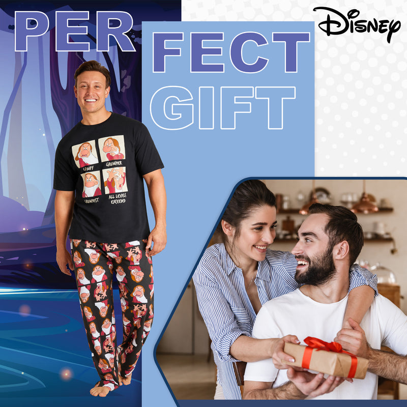 Disney Men Pyjamas Set, T-Shirt & Bottoms Pyjama Set -  Grumpy - Get Trend