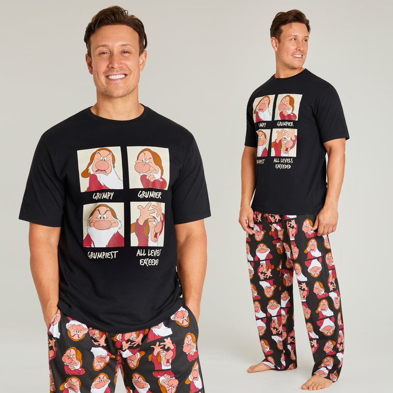 Disney Men Pyjamas Set, T-Shirt & Bottoms Pyjama Set -  Grumpy - Get Trend