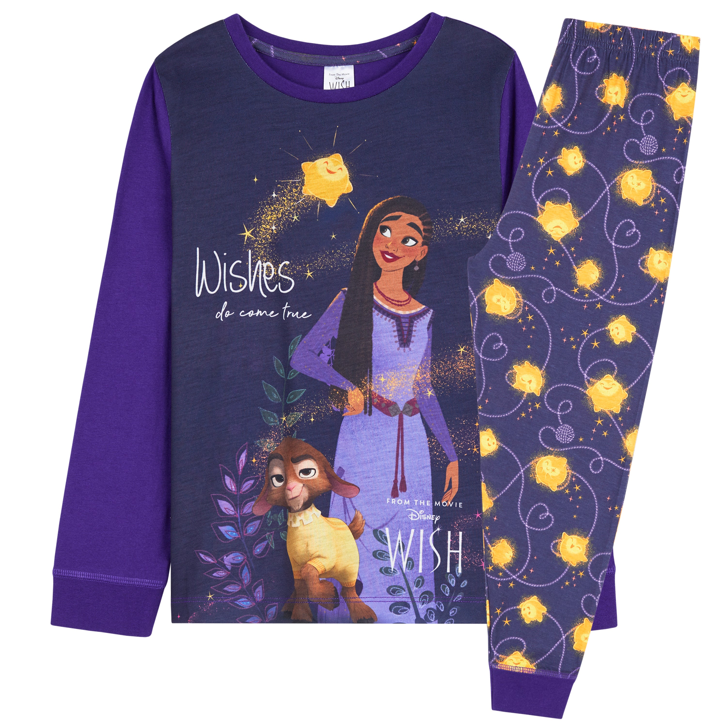 Disney Wish Girls Pyjamas for Kids - 2 Piece Long PJs for Girls - Get Trend