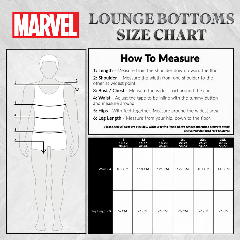 Marvel Pyjama Bottoms Men - Cotton Nightwear for Men