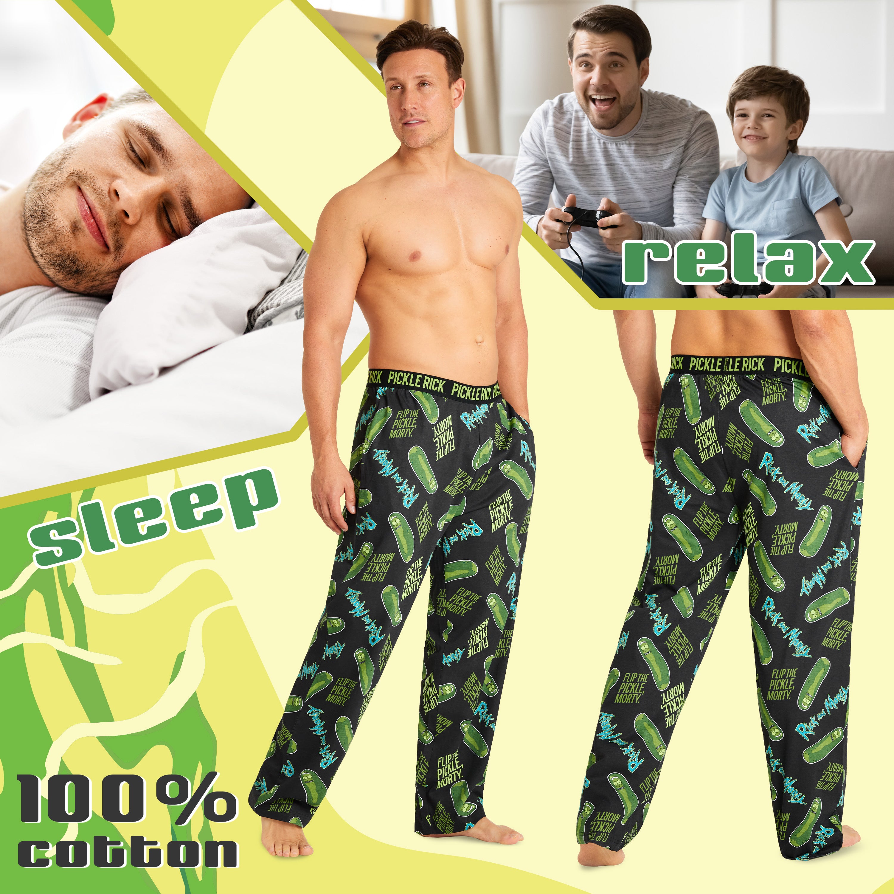 RICK AND MORTY Mens Pyjama Bottoms - Nightwear PJs for Men - Get Trend