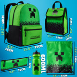Minecraft Backpack Set 5 Pcs Water Bottle Insulated Lunch Bag Pencil Case Drawstring Bag