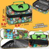 Minecraft Lunch Bag for Kids Insulated Lunch Box Creeper  Cooler Bag (Multi)