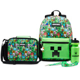 Minecraft Backpack Set 5 Pcs Water Bottle Insulated Lunch Bag Pencil Case Drawstring Bag