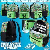 Minecraft Backpack Set 5 Pcs Water Bottle Insulated Lunch Bag Pencil Case Drawstring Bag