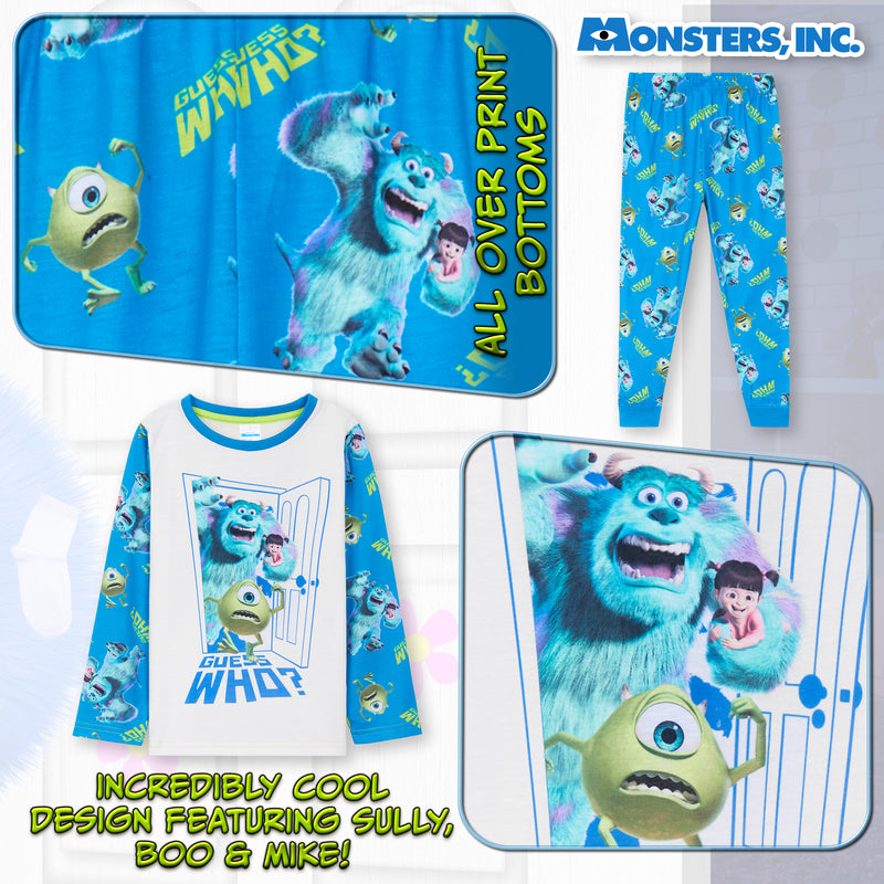 Disney Monsters Inc Pyjamas for Kids - 2 Piece Lounge Wear Long Top and Bottoms