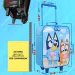 Bluey Suitcase Kids Foldable Trolley Bag Wheels 46x30x14cm 15L S (L46cm x W30cm - 15L, Blue) - Get Trend