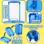 Bluey Suitcase Kids Foldable Trolley Bag Wheels 46x30x14cm 15L S (L46cm x W30cm - 15L, Blue) - Get Trend