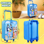Bluey Suitcase Kids Foldable Trolley Bag Wheels 46x30x14cm 15L S (L46cm x W30cm - 15L, Blue) - Get Trend