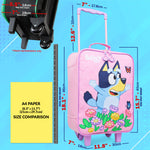 Bluey Suitcase Kids Foldable Trolley Bag Wheels  46x30x14cm 15L S (L46cm x W30cm - 15L, Pink) - Get Trend