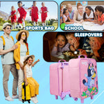 Bluey Suitcase Kids Foldable Trolley Bag Wheels  46x30x14cm 15L S (L46cm x W30cm - 15L, Pink) - Get Trend