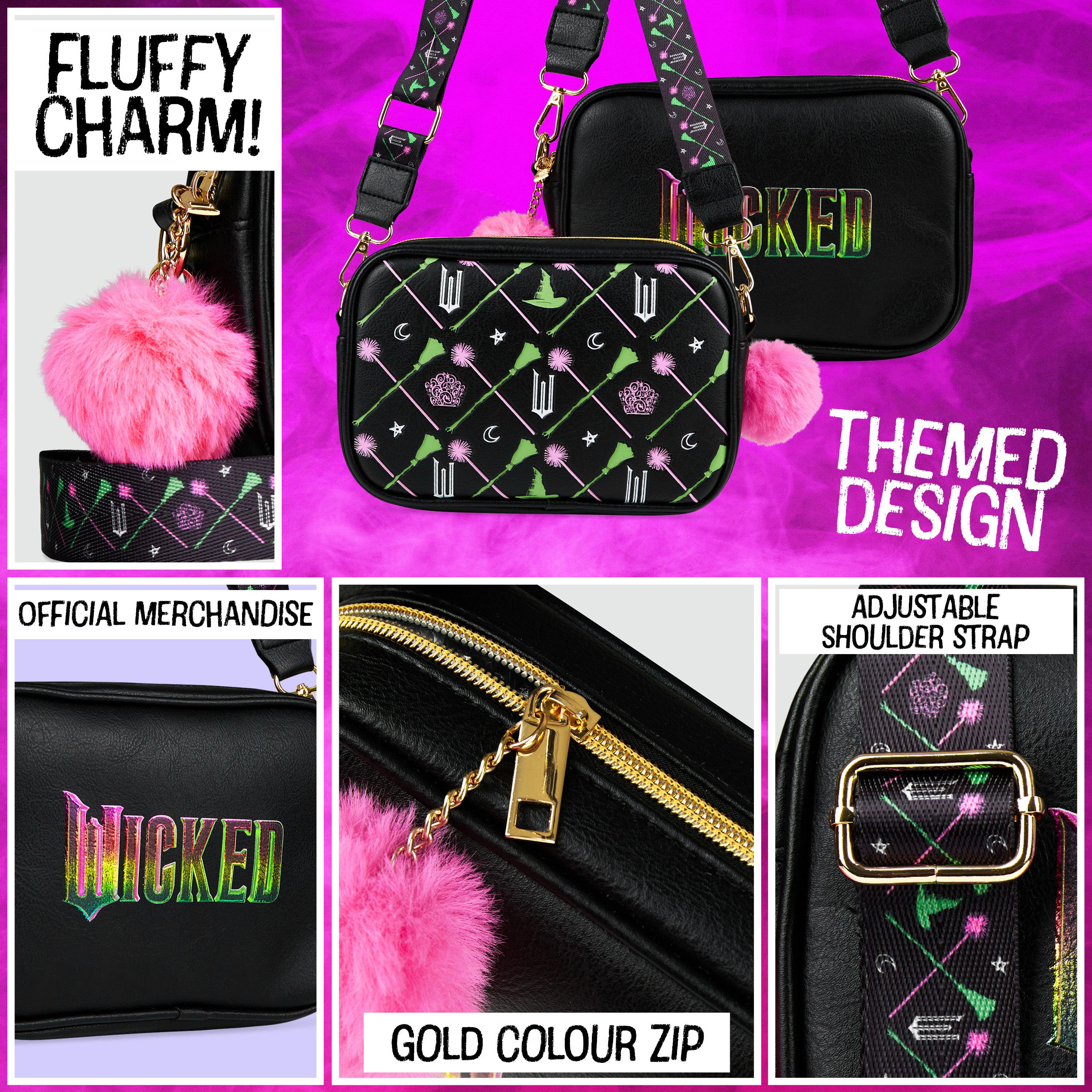 WICKED Cross Body Bag Women Teens Faux Leather Girls Shoulder Handbag - Get Trend