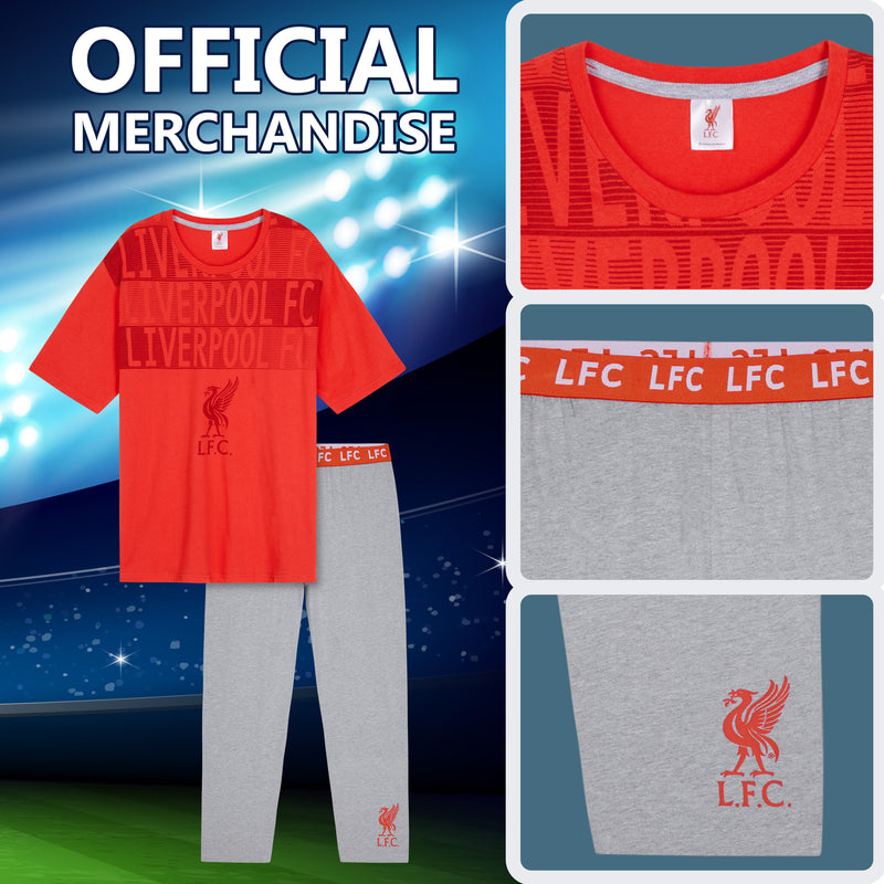Liverpool F.C. Mens Pyjamas Set - Red & Grey