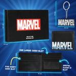 Marvel Card Wallet and Keyring Set for Men - Black Marvel - Get Trend