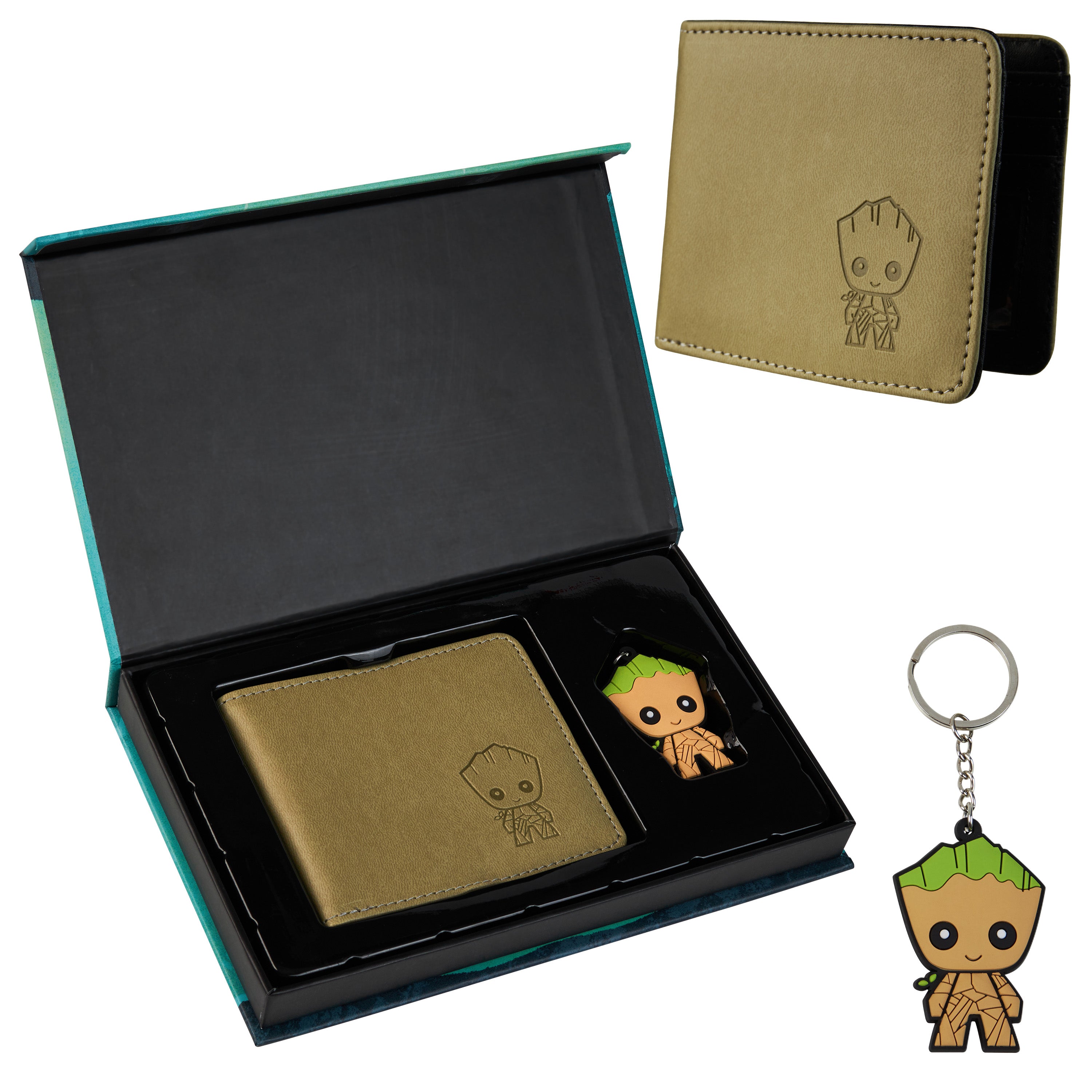 Marvel Card Wallet and Keyring Set for Men - Beige Groot - Get Trend