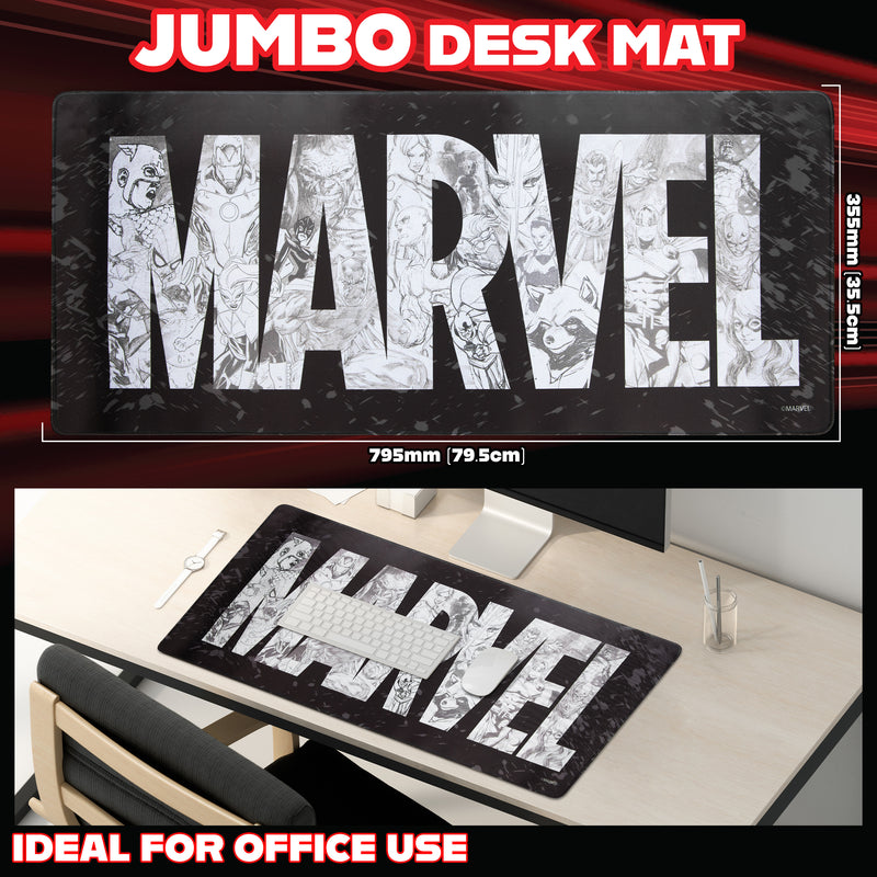 Marvel Avengers Desk Mat,  Large Mouse Mat - Black Marvel