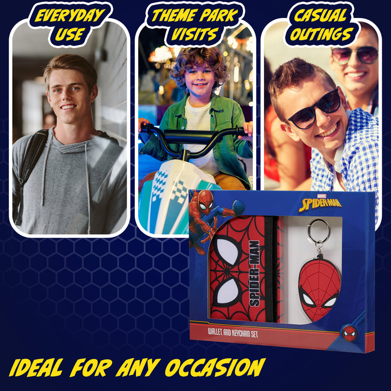 Marvel Boys Wallet and Keyring Gift Set - Red Spiderman - Get Trend
