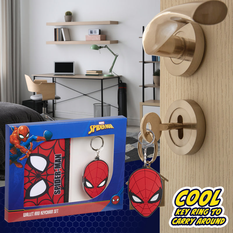 Marvel Boys Wallet and Keyring Gift Set - Red Spiderman - Get Trend