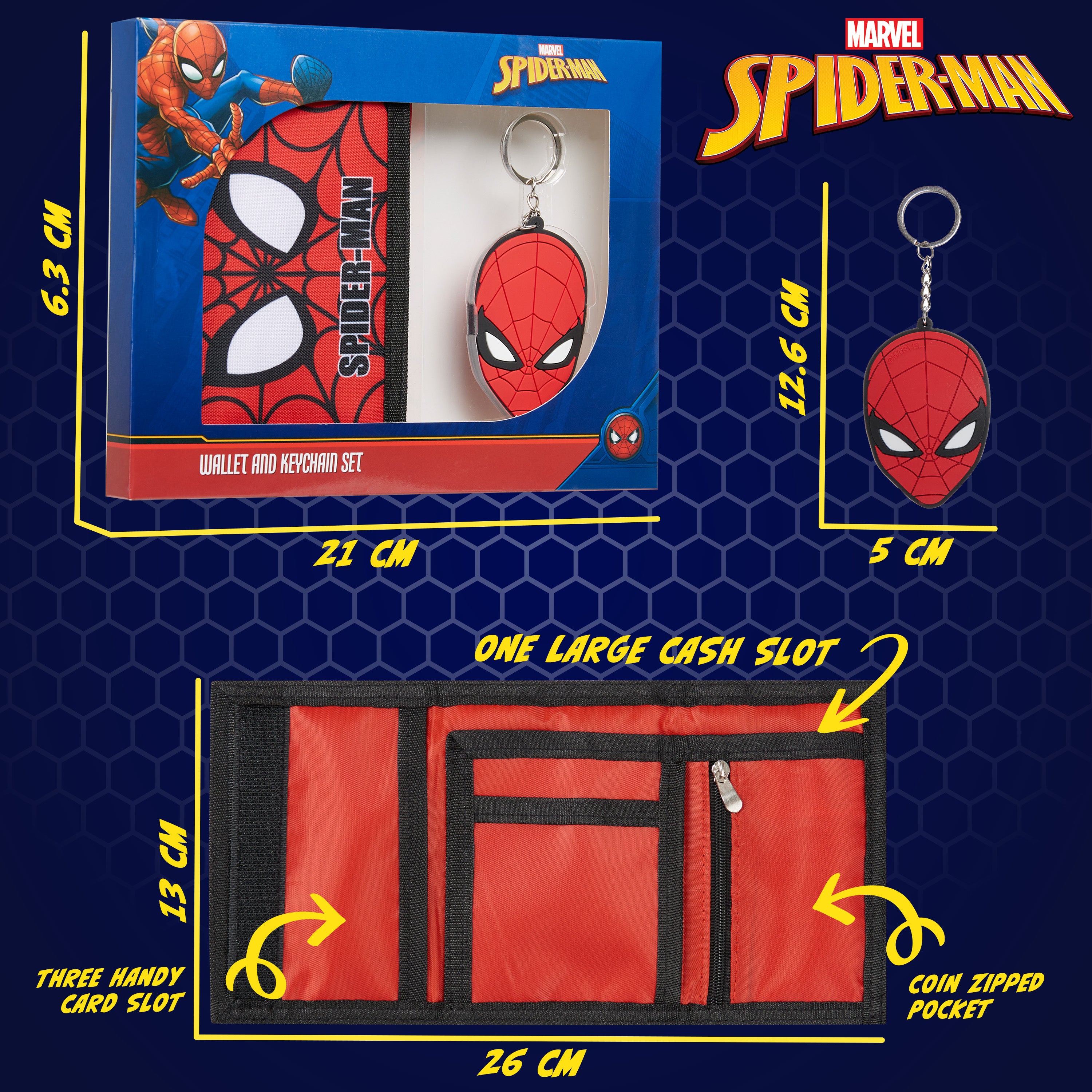 Marvel Boys Wallet and Keyring Gift Set - Red Spiderman - Get Trend