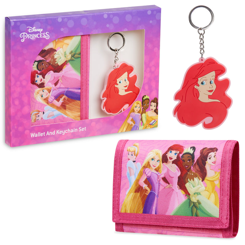 Disney Kids Wallet and Keyring Gift Set - Pink Princesses - Get Trend