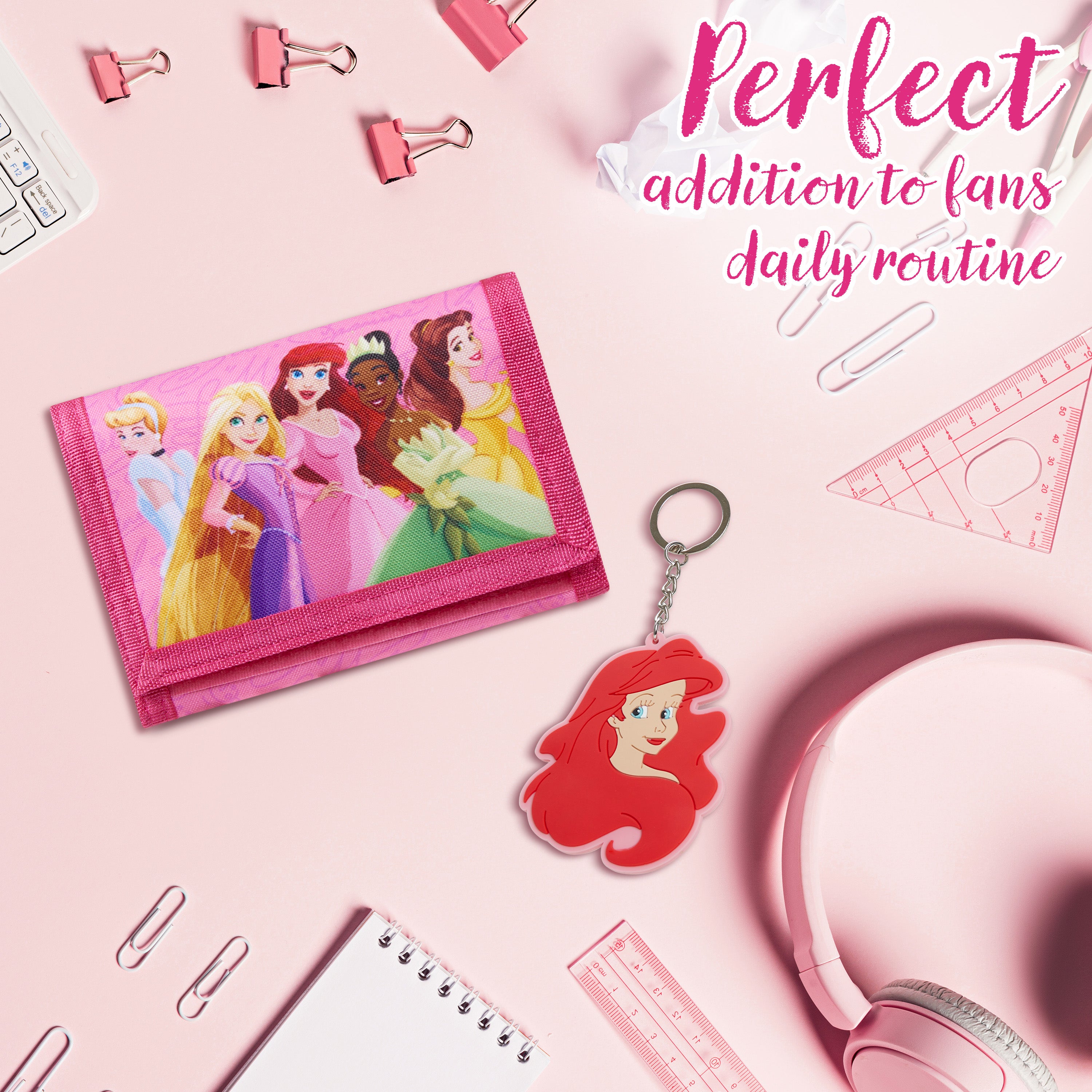 Disney Kids Wallet and Keyring Gift Set - Pink Princesses - Get Trend