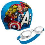 Marvel Children's Swimming Goggles and Swimming Cap Set Anti-Fog UV Protection - Blue Avengers - Get Trend