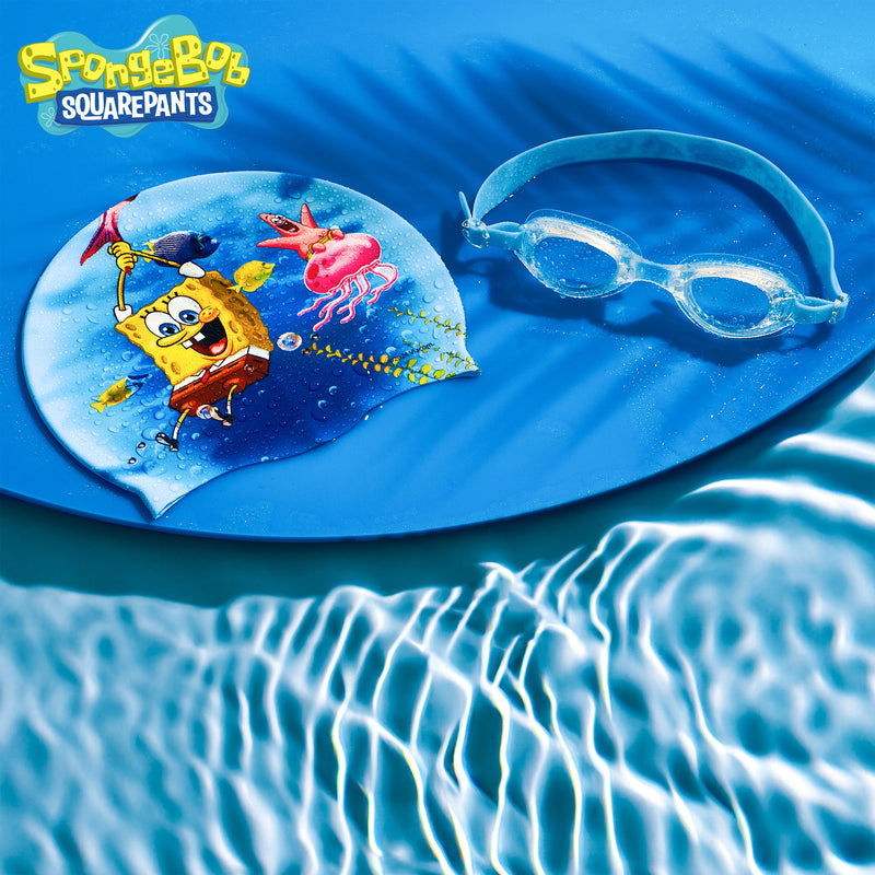 SPONGEBOB SQUAREPANTS Kids Swim Goggles and Swim Cap Set Anti-Fog UV Protection - Get Trend