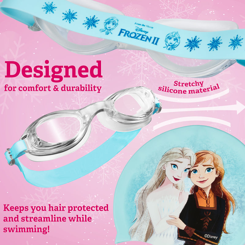 Disney Children's Swimming Goggles and Swimming Cap Set Anti-Fog UV Protection - FROZEN - Get Trend