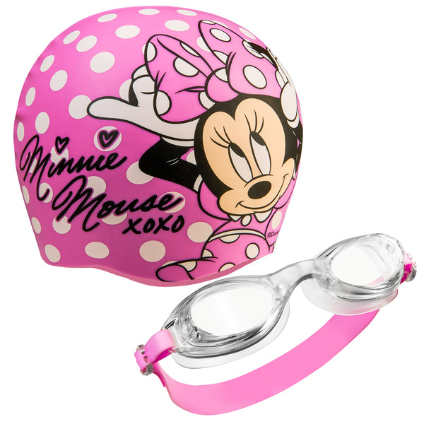 Disney Children's Swimming Goggles and Swimming Cap Set Anti-Fog UV Protection - MINNIE