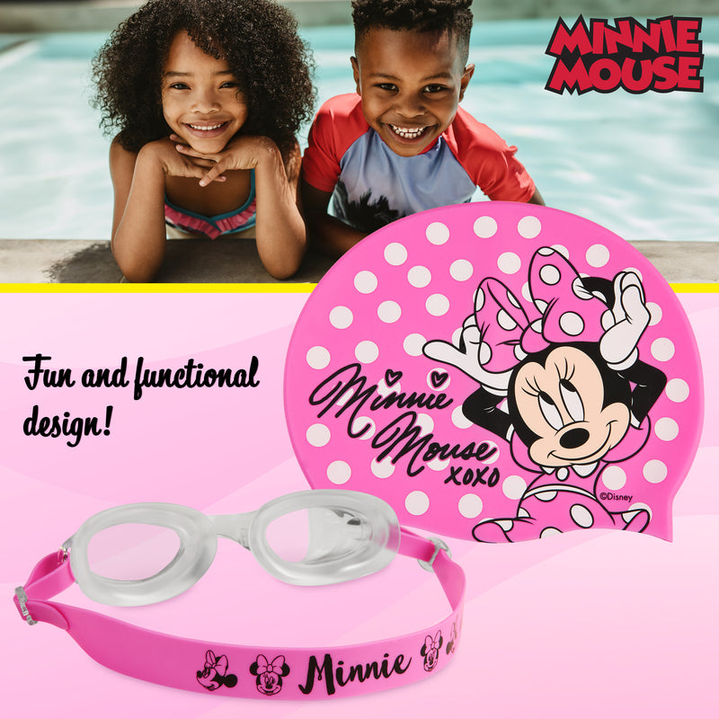 Disney Children's Swimming Goggles and Swimming Cap Set Anti-Fog UV Protection - MINNIE - Get Trend