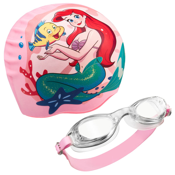 Disney Children's Swimming Goggles and Swimming Cap Set Anti-Fog UV Protection - ARIEL