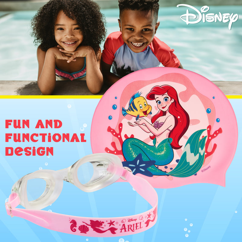 Disney Children's Swimming Goggles and Swimming Cap Set Anti-Fog UV Protection - ARIEL - Get Trend