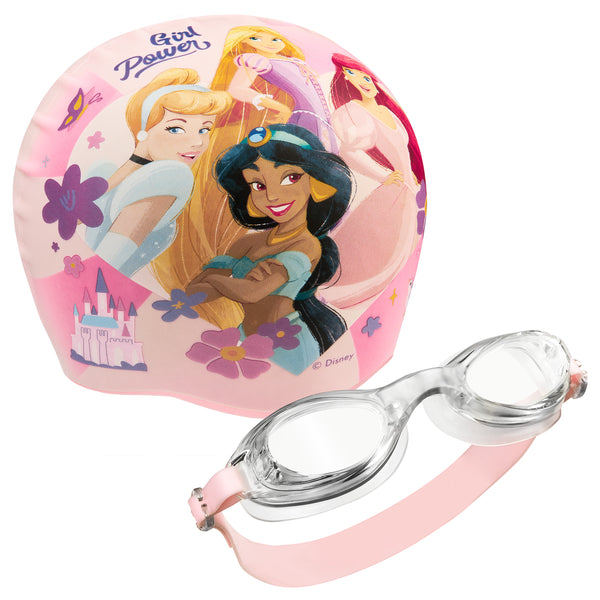 Disney Children's Swimming Goggles and Swimming Cap Set Anti-Fog UV Protection - PRINCESSES