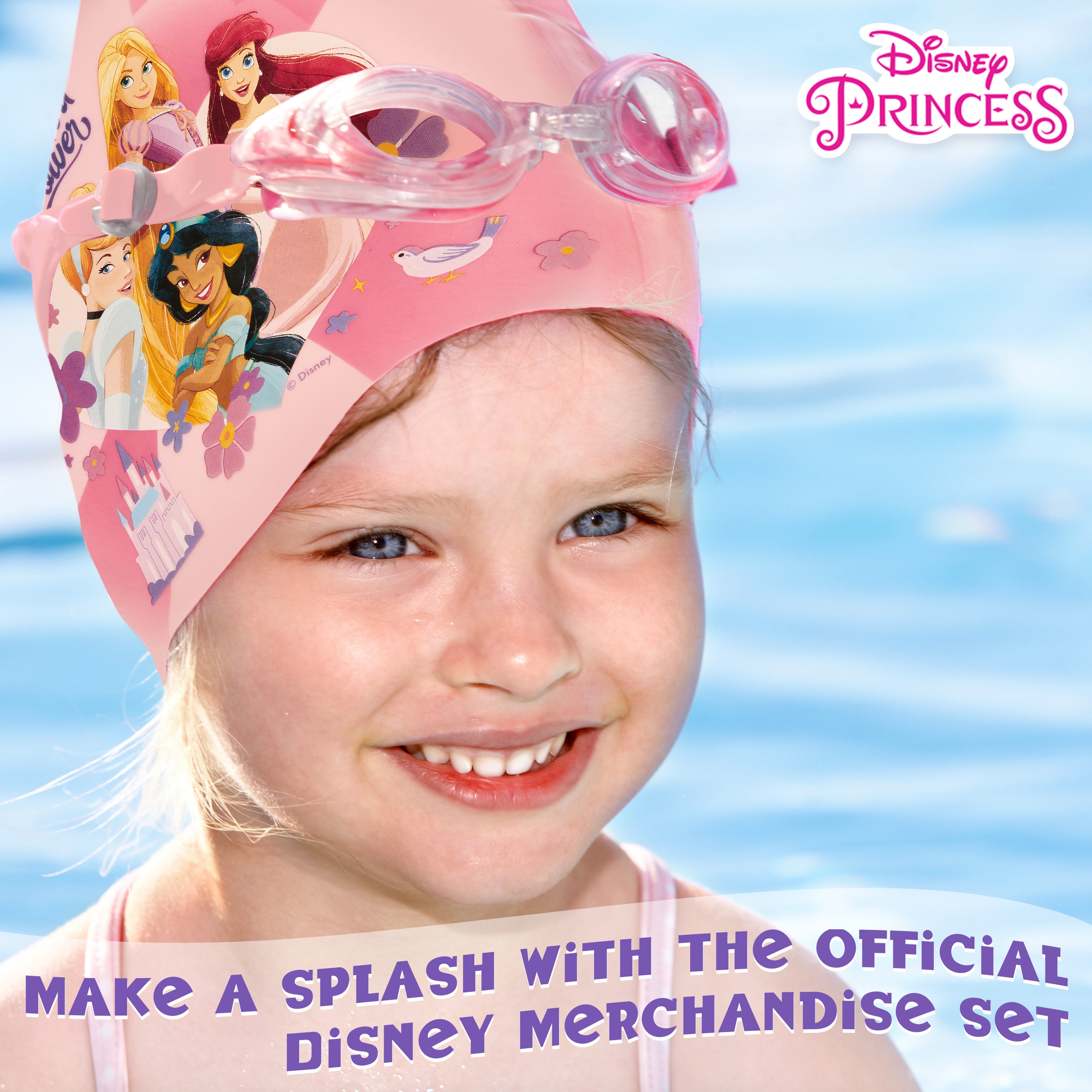 Disney Children's Swimming Goggles and Swimming Cap Set Anti-Fog UV Protection - PRINCESSES - Get Trend