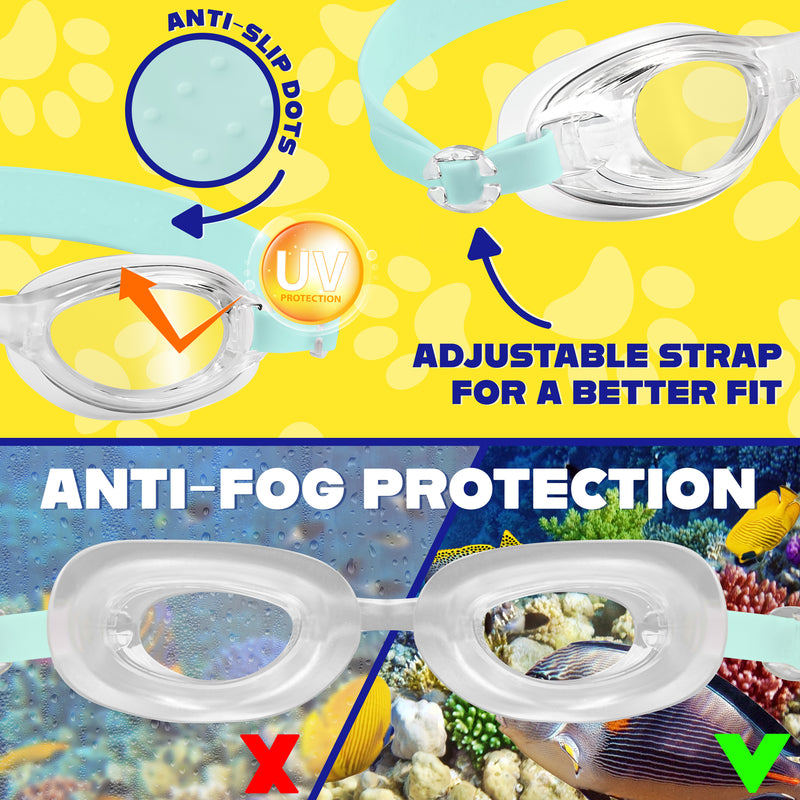 Paw Patrol Children's Swimming Goggles Swimming Cap Set Anti-Fog UV Protection - BLUE - Get Trend