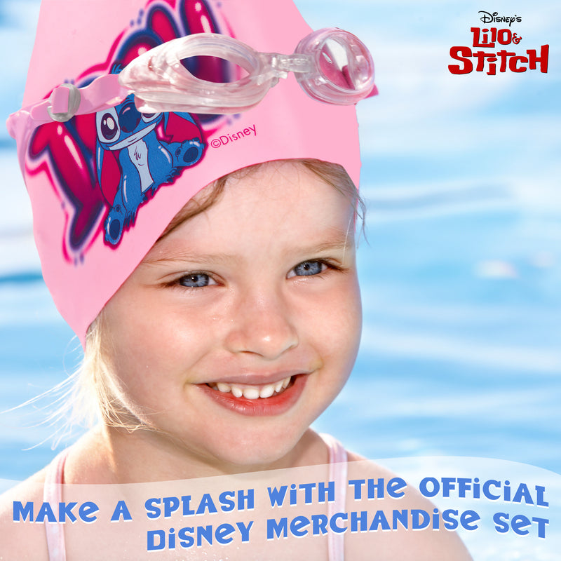 Disney Children's Swimming Goggles and Swimming Cap Set Anti-Fog UV Protection - STITCH - Get Trend