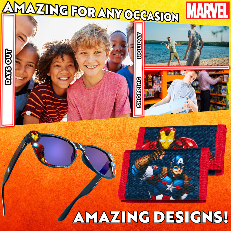 Marvel Boys UV Protection Sunglasses and Trifold Wallet Set - Avengers - Get Trend