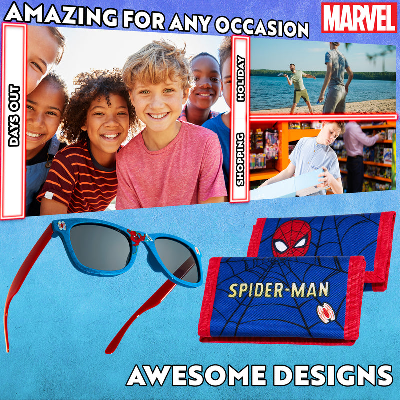 Marvel Boys UV Protection Sunglasses and Trifold Wallet Set - Spiderman - Get Trend