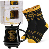 Harry Potter Mug and Socks Gift Set for Women Teenagers Hogwarts Calf Socks Ceramic Mug, Secret Santa Gifts for Women (Black Mug & Spoon Socks, Mug: 450ml, Socks: 2.5/7.5 UK)