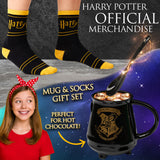 Harry Potter Mug and Socks Gift Set for Women Teenagers Hogwarts Calf Socks Ceramic Mug, Secret Santa Gifts for Women (Black Mug & Spoon Socks, Mug: 450ml, Socks: 2.5/7.5 UK)