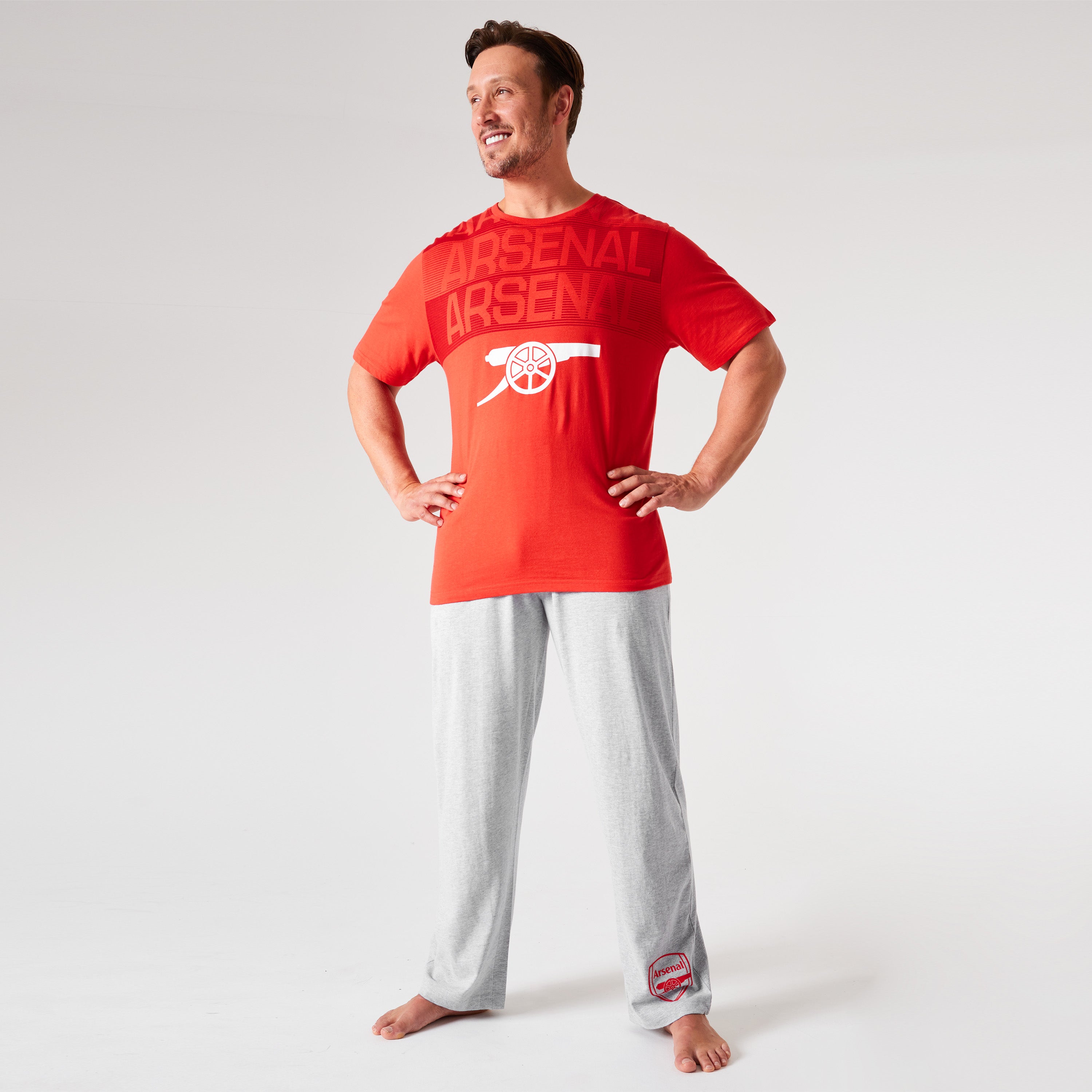 Arsenal F.C. Mens Pyjamas Set - RED & GREY - Get Trend